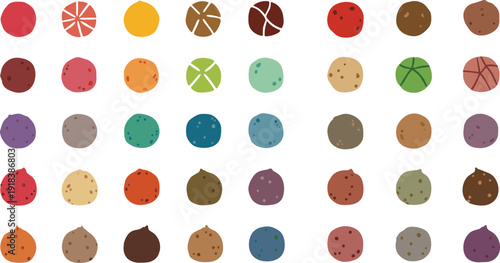 Colorful assorted cookies on white background