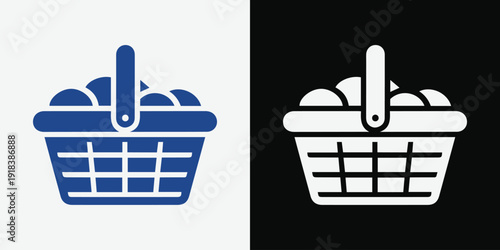 Easter egg basket icon for shopping and spring holiday