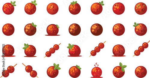 Delicious meatballs on skewers with fresh herbs and sauce