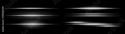 White glow set icon. Subtle horizontal glowing white light streaks on a dark background, radiating elegance and modernity. Perfect for decorative or abstract designs