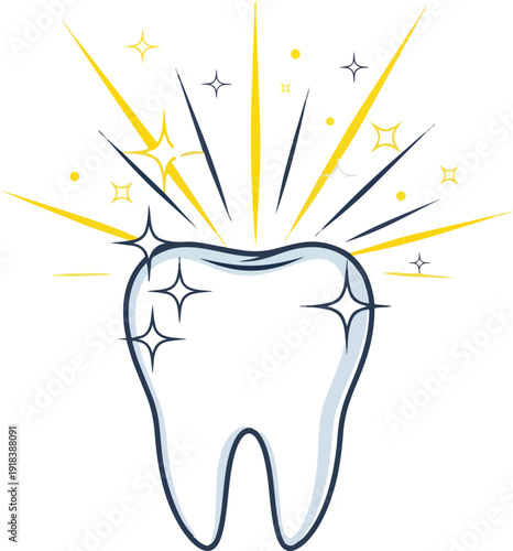 Clean and Healthy Tooth Illustration with Sparkles.