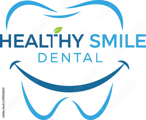 Dental Logo with Healthy Smile Illustration.