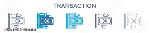Transaction Element For Design Graphic - Multi Styles. Vector Illustration Of Two Colored And Black. Multiple Icons Designs Can Be Used For Mobile, Ui, Web 