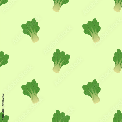 Bok Choy Seamless Pattern Vector – Fresh Green Vegetable Repeating Background