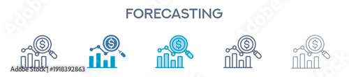 Forecasting Element For Design Graphic - Multi Styles. Vector Illustration Of Two Colored And Black. Multiple Icons Designs Can Be Used For Mobile, Ui, Web 