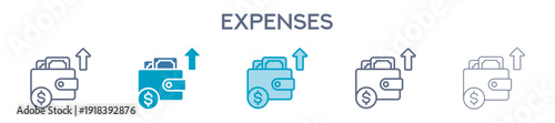 Expenses Element For Design Graphic - Multi Styles. Vector Illustration Of Two Colored And Black. Multiple Icons Designs Can Be Used For Mobile, Ui, Web 