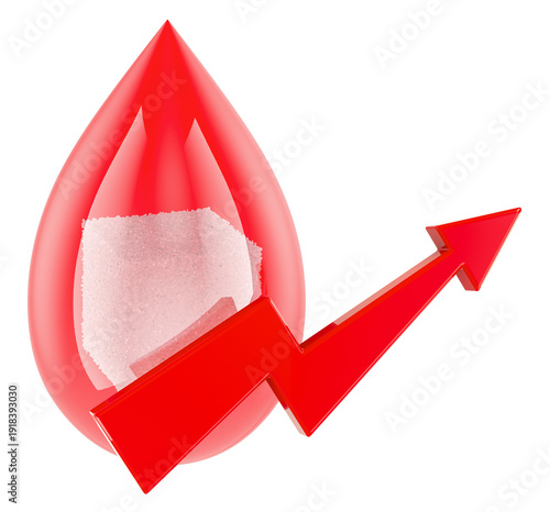 Obraz na plátně Rising Blood Sugar, Hyperglycemia Concept. 3D rendering