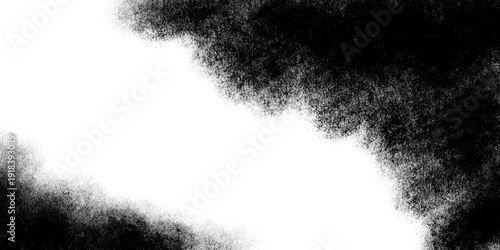 Black Spray Paint Texture or Heavy Charcoal Dust Frame Isolated on White