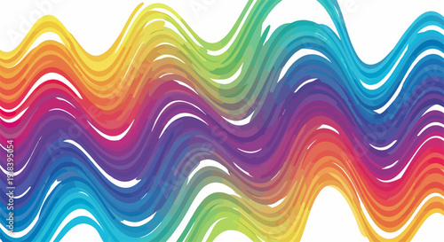 Sfondo astratto e vibrante con onde orizzontali multicolori che si fondono armoniosamente, creando un dinamico effetto arcobaleno.