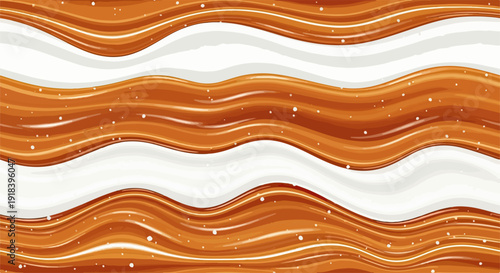 Abstrakcyjny wzór z falistymi brązowo-białymi liniami przypominającymi słodki karmel lub czekoladę z kremem, idealny jako tło.