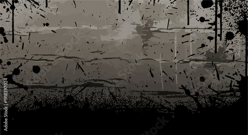 Abstrakcyjne tło z ciemnymi plamami i teksturą grunge, idealne do projektów wymagających surowego, miejskiego stylu.