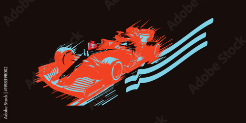 The car has a sleek, aerodynamic design with sharp, flowing lines and a low profile. It features large, dark alloy wheels and a wide body that emphasizes speed and performance.