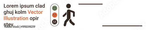 Traffic rules, pedestrian safety, emotional feedback, road management, public awareness, movement direction. Icon shows traffic signal with emoticons alongside a person walking. Pedestrian safety