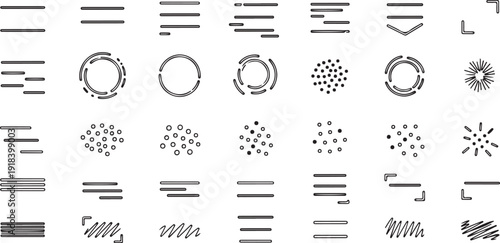 Minimalist Hand-Drawn Abstract Lines, Circles, Dots, and Graphic Design Elements Vector Set for UI/UX, Annotations, and Emphasis