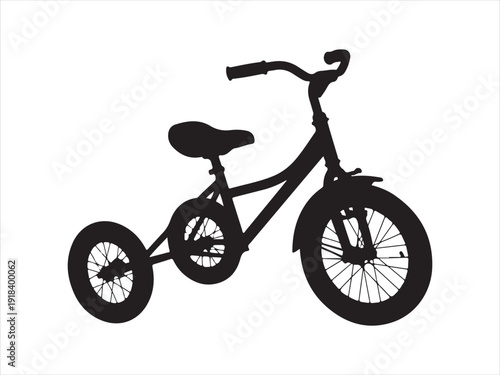 Kids tricycle silhouette vector collection, Kids Riding Scooter silhouette Icon, Tricycle Toy Icons for Childhood Cycling, Isolated on White Background