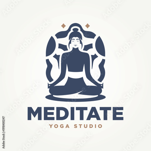 meditate yoga studio icon logo vector illustration design. yoga ,zen, spa and meditation logo concept