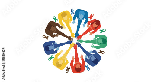 World Down Syndrome Day awareness illustrations showcasing puzzle pieces in a circle