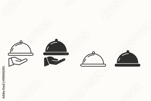 Food cloche serving dish icons for restaurant menu.