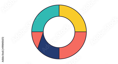 Free Download A vibrant, segmented donut chart illustration with four distinct color sections, perfect for data visualization and infographics. - GFXLoad