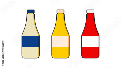 ketchup & mustard & mayonnaise bottles icon