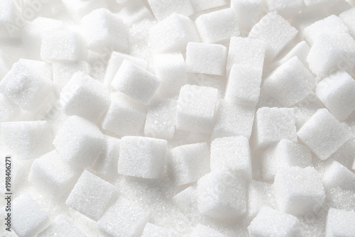 Bild auf Leinwand White Refined Sugar Cubes Background Pattern