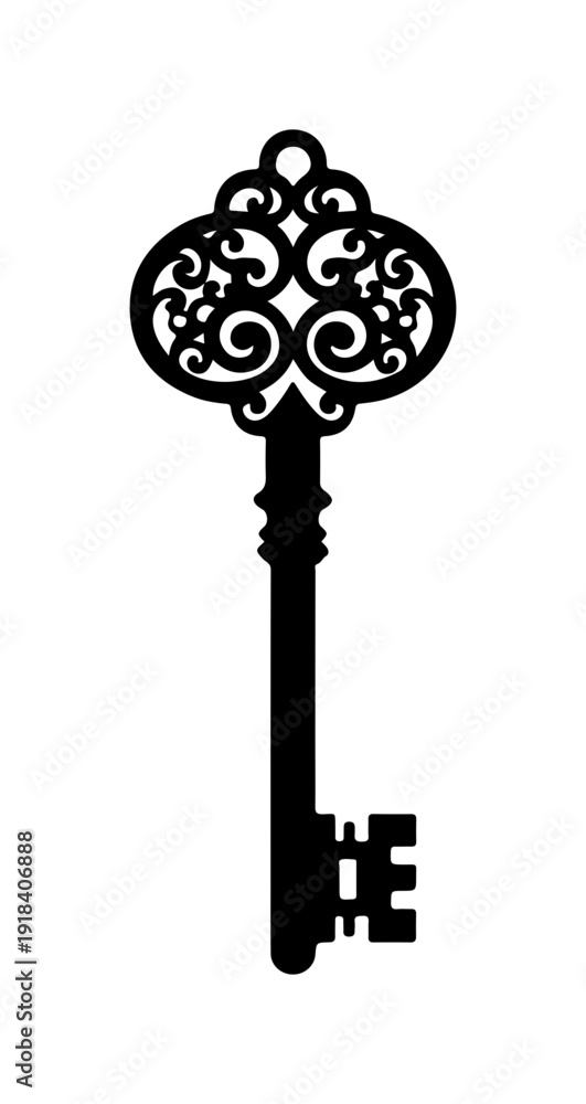 Obraz premium Black Key Silhouette Icon