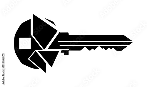 Black broken key vector illustration