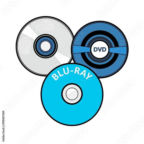 Triangular Arrangement of Blu‑Ray and DVDs Showcasing Colorful Labels in a Clean White Setting