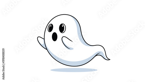 Cute cartoon ghost with wide eyes and an open mouth, appearing surprised or slightly scared while floating in the air.