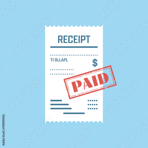 Paid receipt with red stamp on white paper  business payment confirmation