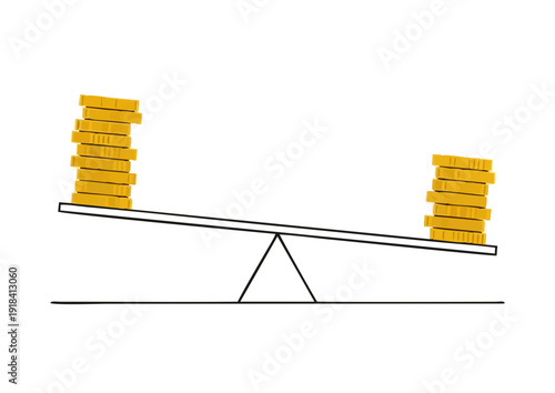 Balanced Seesaw with Unequal Gold Coin Stacks