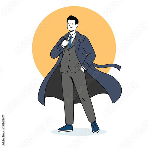 High level executive or leader concept. Professional character in winter/autumn business attire representing success, style, and authority.