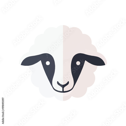 Simple Cartoon Sheep Face Illustration.
