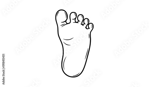 Hand drawn baby footprint outline vector illustration