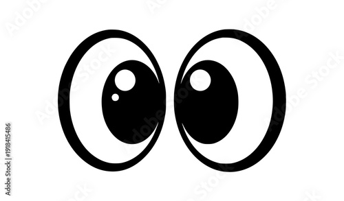 Cartoon eyes looking right vector icon isolated on white