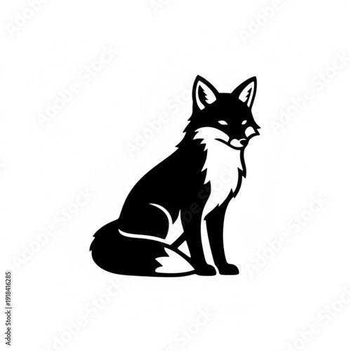 red fox silhouette icon illustration for wildlife, zoo, and animal design