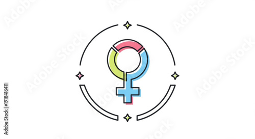 Vibrant female symbol with colorful circle design elements