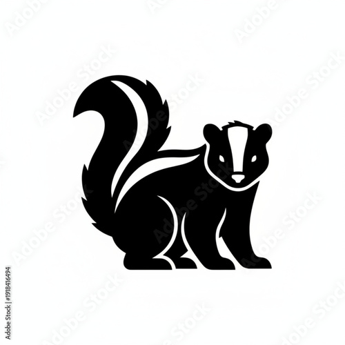 skunk silhouette icon - minimalist forest wildlife animal vector illustration for nature and mascot design