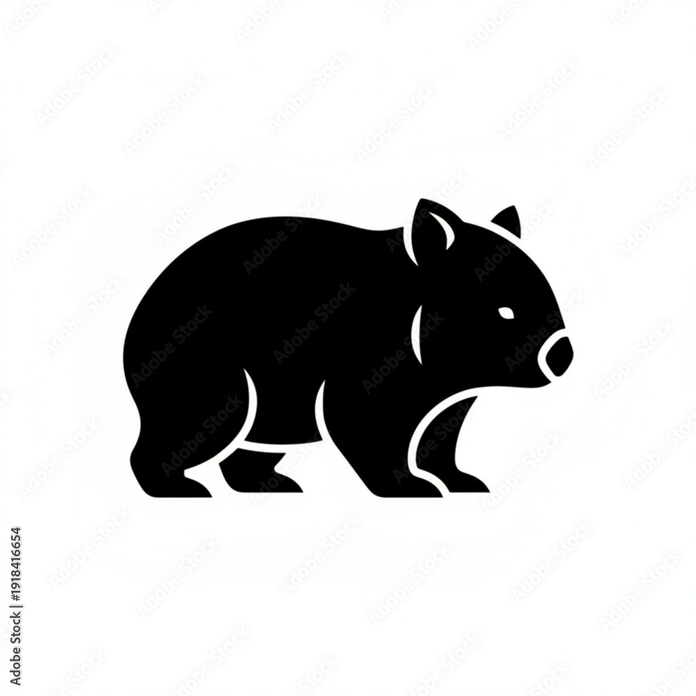 Fototapeta premium wombat walking silhouette icon illustration for wildlife, zoo, and animal design