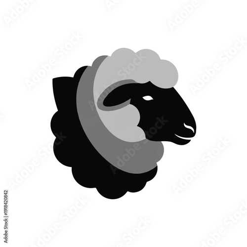 Black Sheep Head Illustration Simple Design.