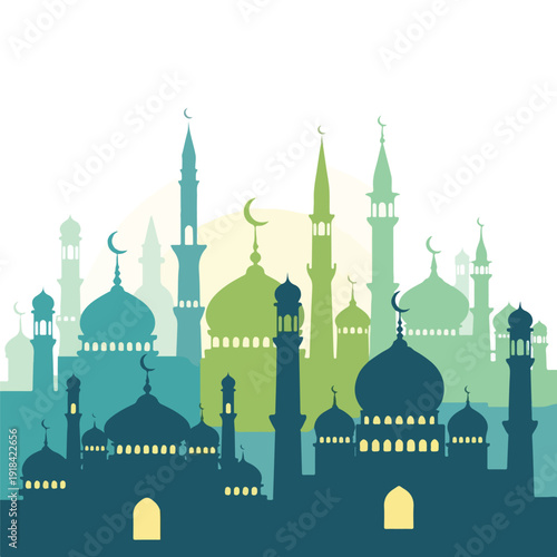 Mosque Silhouette Islamic Architecture Illustration.