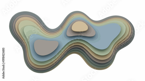 Multicolored Abstract 3D Topographic Map Model.