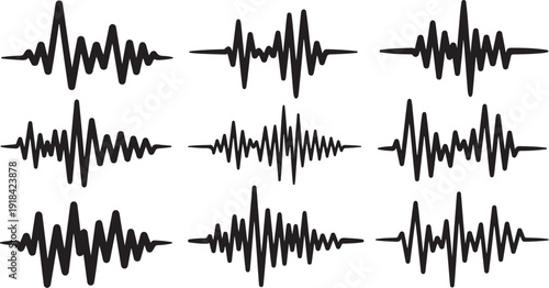Collection of various waveform patterns on a white background