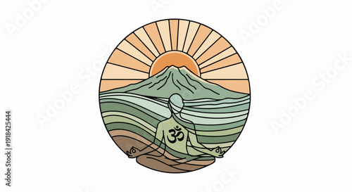 Person Meditating in Front of Mountain.