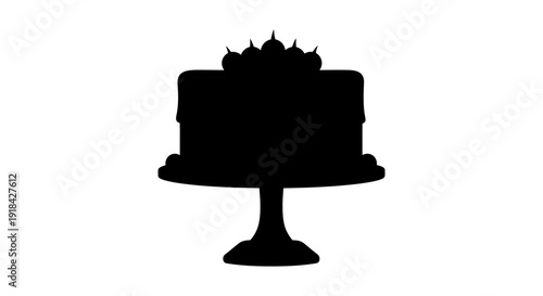 Silhouette of a decorated cake on a stand, perfect for celebrations and events