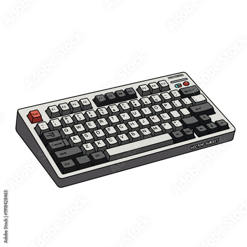 Retro Style Computer Keyboard with Keys.