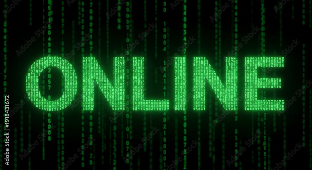 Fototapeta premium A green online text display with a digital matrix background