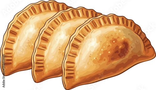 Golden Fried Empanadas Stacked Delicious Snack Food Illustration