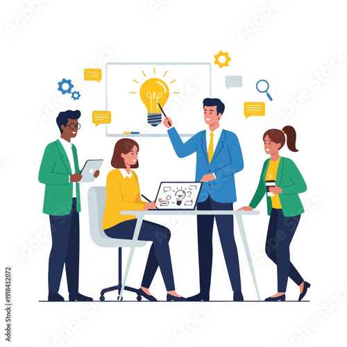 Team Discussing Ideas Around Computer.