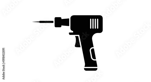 Minimalist black silhouette icon representing a versatile electric soldering tool, ideal for precise electronic repair, intricate DIY projects, and efficient industrial assembly applications